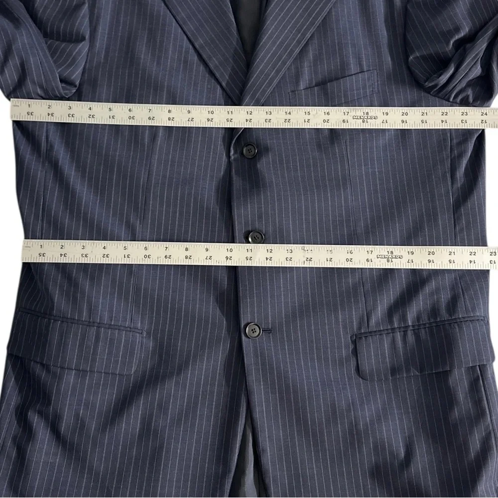 Pal Zileri Men’s Made in Italy Navy Blue Pinstripe Wool Sport Coat Blazer ~ 48L